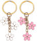 Bewudy 2 pièces Fleur Porte-clés, Sac Porte-clés pour Femme Sac Charm Pendentif pour Femme Fille DIY Décoratif Cadeau Fête des Mères (Rose+Blanc)