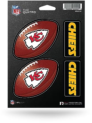 Rico Industries NFL Football Kansas City Chiefs The Quatro Aufkleber-Set – 4-teiliges Aufkleber-Set