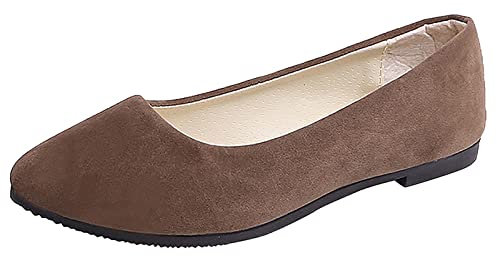 Generic Women's Slip On Flat Walking Ballerina Shoes Casual Work Office Comfortable Cute Shoes Ladies Flat Pumps UK Size 7 Coffee