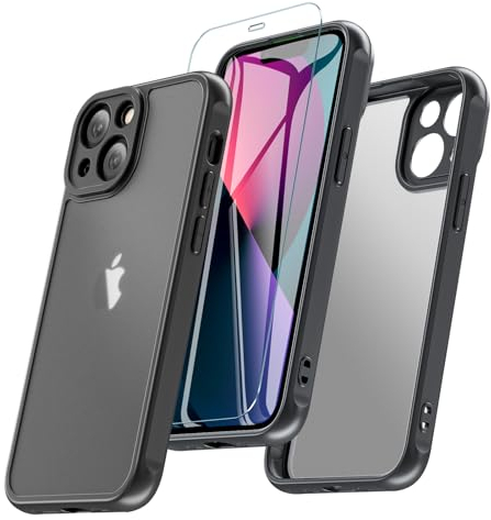 Für iPhone 13 Mini Hülle, Handyhülle iPhone 13 Mini Mit Panzer Schutz Glas, 360° Rundumschutz Stoßfest mit Kameraschutz Robust Case, Schwarz