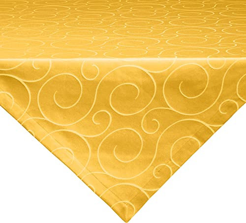 Erwin Müller Mitteldecke, Tischdecke Oberhausen, Jacquard Ranken Curry Größe 100x100 cm - pflegeleicht, bügelleicht, mit Kuvertsaum