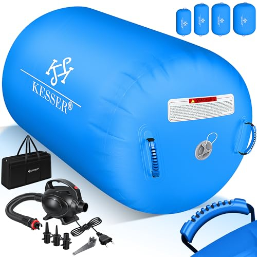KESSER® Aufblasbare Airtrack | inkl. Tragetasche & elektr. Luftpumpe | Barrel Tumbling, Yoga, Fitnessmatte, Trainingshilfe, Turnmatte, Balance Trainer, Sportmatte, Luftmatratze, Workout