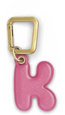 UNTAGS - Charm Lettera K - Materiale Effetto Pelle - Ciondolo per Smartphone, Portachiavi con Moschettone in Metallo Colore Oro Incluso - Rosa