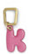 UNTAGS - Charm Lettera K - Materiale Effetto Pelle - Ciondolo per Smartphone, Portachiavi con Moschettone in Metallo Colore Oro Incluso - Rosa