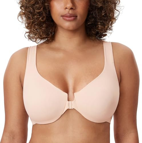 DELIMIRA Damen Vorderverschluss BH - Vollschalen,Mit Bügel,Ohne Einlagen Aprikosenrosa 100H