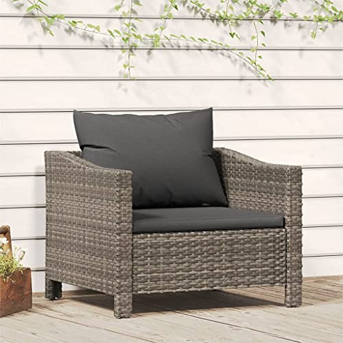 ZQQLVOO Gartenlounge Balkonmöbel Kleiner Balkon Gartensofa Gartensessel mit Kissen Grau Poly Rattan