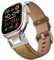 Bouixel Correa de piel auténtica compatible con Apple Watch Ultra2/Ultra Band de 49 mm, 45 mm, 44 mm, 42 mm, para hombres y mujeres, correa de cuero resistente con conectores de acero inoxidable para