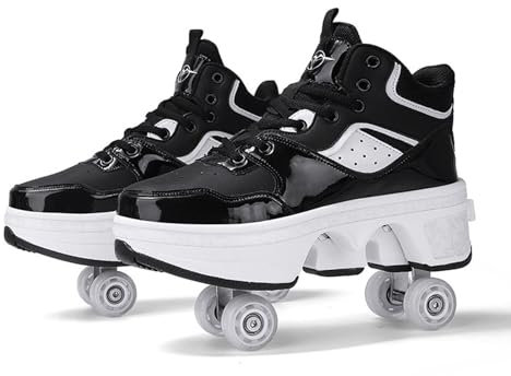 Patins à roulettes, Chaussures avec Roues, Bottes de Patins à roulettes Adultes, Chaussures de Skateboard Techniques pour Les Sports de Plein air,44