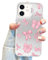 Jusy Coquette Bow Phone Case for iPhone 12, Cute Pink Ribbon Bow Aesthetic Case for Women Girls - Pink