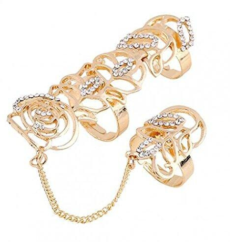 Generic Hohle Blätter Strass Vollfinger Rüstung Kette Gelenkknöchel Ring stilvoll und beliebt Nützlich und professionell