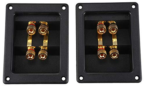 Eighosee Speakers Terminal Box Shell 4 Copper Binding Post (Install Hole 94X74mm) Wire Cable Connector/Speaker Junction Box