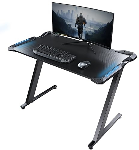 EUREKA ERGONOMIC Scirvania Gaming LED 114 x 64 cm RGB Scrivania Computer Scrivania PC con Luce LED Desktop in Fibra di Carbonio
