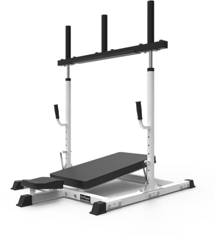 Bad Company Beinpresse für Zuhause vertikal liegend weiß I Oberschenkeltrainer für Krafttraining Zuhause kompatibel mit Hantelscheiben 30 mm und/oder 50 mm I Beintrainer für Zuhause BCA-147/W