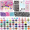TEUVO 50 Couleurs Kit Tatouage Paillette Enfant 199 Pochoirs, 230 Strass, 5 Pinceaux, Tatouage Enfant Paillette Maquillage Cadeau Fille 7 8 10 12 ans Noël Halloween Carnaval Fête