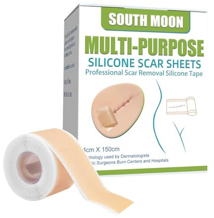Cerotti Silicone Cicatrici(4Cmx150Cm), Silicone Scar Sheets, per La Rimozione Delle Cicatrici, Chirurgia,Ustioni, Cheloidi, Acne e Altro, Rotolo