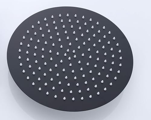 Suixtil Pommeau de Douche au Design élégant en Noir, Rond de 25 cm en Acier Inoxydable, Douche de tête, Douche à Effet Pluie, Douche à Effet Pluie, Pomme de Douche à Effet Pluie