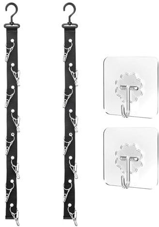 UEAVOID 2 Pezzi Porta Cappelli Con 16 Clip, Organizzatore Da Parete Autoadesivo, Porta Berretti Con 2 Ganci, Appendiabiti per Baseball Cappellini Da Sole