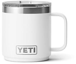 YETI Rambler Mug, Vacuum Insulated Stainless Steel Stackable Mug with Magslider Lid, White, 10 oz (296 ml)