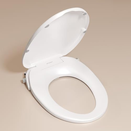 TUSHY Oasis Non-Electric Warm Water Bidet Seat (Elongated) | Self-Cleaning Dual Nozzles, Adjustable Temp & Pressure | 10-Min DIY Install, Soft-Close Lid, Sleek Design, Spa-Like Comfort, Platinum Knob