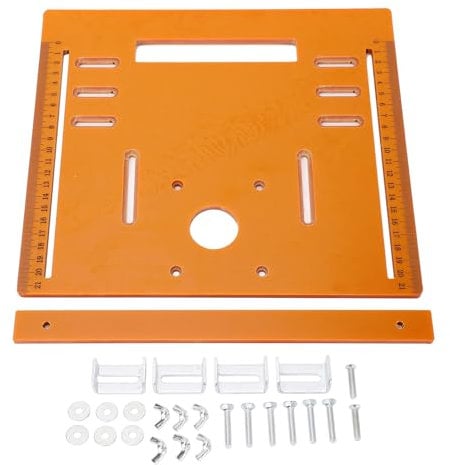 Plaque de Base de Scie Circulaire, Guide de Scie Circulaire en Aluminium, Plaque d'Insertion de Table de Toupie, Mini Bancs de Travail du Bois, Plaque Rabattable 28 x 25 cm
