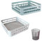 Kit De 2 Cestas De Lavado + 1 Cubilete Para Cubiertos - Lavavajillas Industrial Hosteleria, Cesta Lavavajillas, Lavavasos Industrial Hosteleria, Higiénico, Apilable, Dimensiones: 40x40x12 Cms