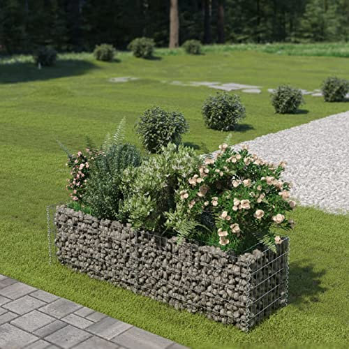ShGaxin Arriate Table de culture, potager domestique, culture de plantes aromatiques, Arriate de jardin, gabion en acier 180 x 50 x 50 cm