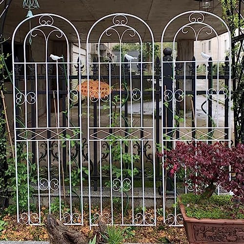Weißes Garten-Rankgitter, 180 cm hoch, gewölbter Zaun für Kletterpflanzen, Terrassendekoration, Wandmontage, für den Außenbereich, Pflanzenstützstruktur