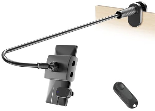 Kefotic Support de tablette col de cygne pour lecture Kindle au lit avec tourne-page à distance, mains libres, bras de chevet, accessoires Kindle, cadeaux pour lecteurs (noir obsidienne)