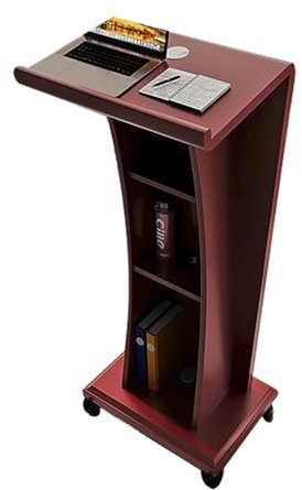 Yajuer Holzpodium, Kirchenkanzel, Mobiles Rednerpult mit Rollen und Stauraum, Rednerpult für Klassenzimmer, Empfangstheke(Red)