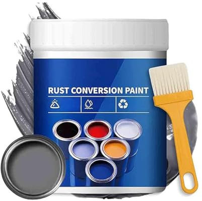 Peinture De Conversion De La Rouille, Dérouilleur De Métal Multifonctionnel à Base d'eau avec Brosse, Rénovation De Tuiles en Acier Coloré, pour Le Métal, Les Clôtures (Grey,1KG)