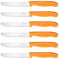 targzier Tomato Knife Set of 6,Serrated Kitchen Knife Set,Ultra Sharp Kitchen Knives Set,Orange Stainless Steel Utility Knife,Wavy Edge Tomato Knives&Table Knives,Plastic Handle Dinner Knifes