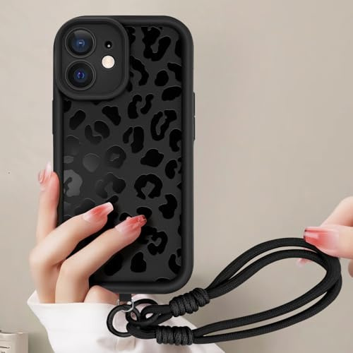 AICISINGN Handyhülle für iPhone 12 Mini Hülle mit Armband Schnur, Handykette Schutzhülle mit Aesthetic Leopard Muster mit Kordel zum Umhängen Cover Case für iPhone 12 Mini, 01