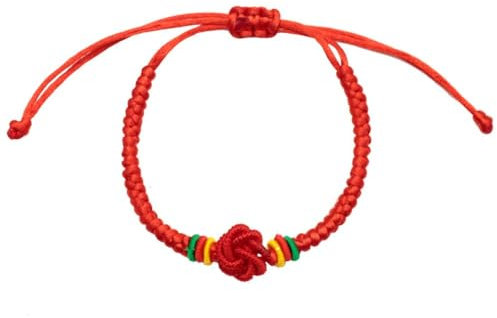 XIGAWAY Bracelet de couple culturel chinois – Fil rouge tissé à la main avec nœud en diamant doré, bracelet d'amitié porte-bonheur unisexe pour homme et femme