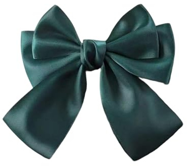 Hair Bows for Women Green Clips Large Satin Ribbon Bow Accessories Big Hairs Bow for Girls Cute Christmas Long Hair Bows for Girls Hair Clip (green)
