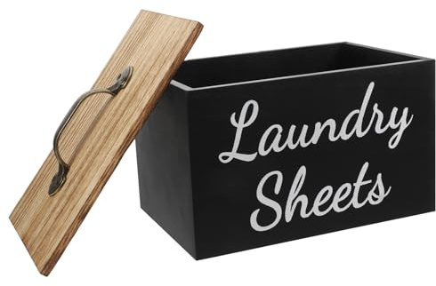 LIFKOME Laundry Dryer Sheet Holder Box Wooden Container for Dryer Sheets Softener Sheets Dispenser Laundry Sheets Storage Box Home Room Organizer Farmhouse Table Decor