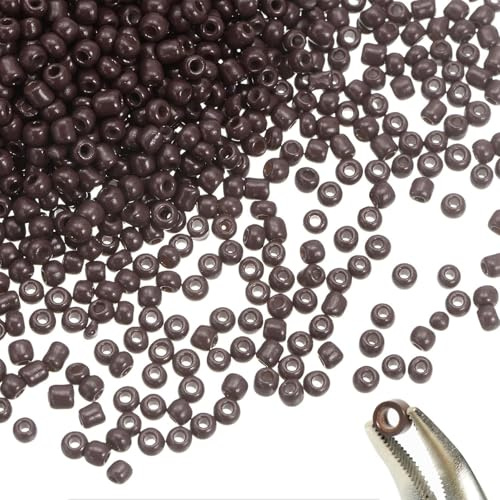 200 Stück Nanoringe mit Silikon, 3.0MM Microring Extensions mit Silikon, Nano Ringe Microringe für Extensions Haarverlängerungen(Braun)