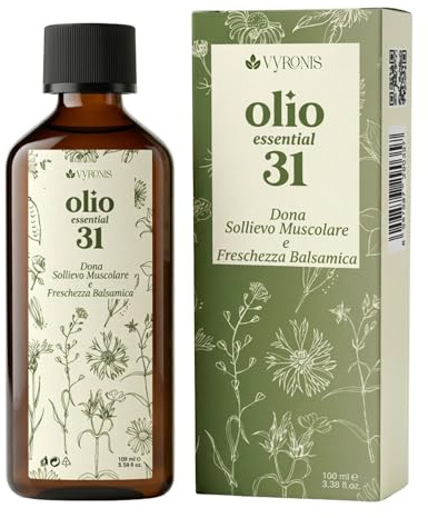 Olio 31 Erbe Naturale olio essenziale per diffusori – massaggio professionale Rilassante e Rinfrescante per Massaggi Muscolari e articolari, Aromaterapia e Diffusori – Profumazione Balsamico