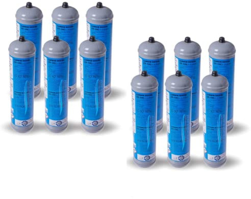 Set 12 Pezzi BOMBOLE CO2 600 gr. Usa e Getta per Gasatori Acqua e Refrigeratori Attacco 11 mm passo 1 mm