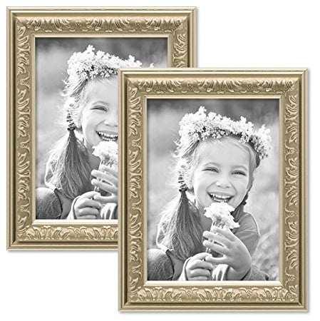 PHOTOLINI 2er Set Bilderrahmen Antik Silber Nostalgie 13x18 cm Fotorahmen mit Glasscheibe/Kunststoff-Rahmen