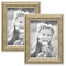 PHOTOLINI 2er Set Bilderrahmen Antik Silber Nostalgie 13x18 cm Fotorahmen mit Glasscheibe/Kunststoff-Rahmen