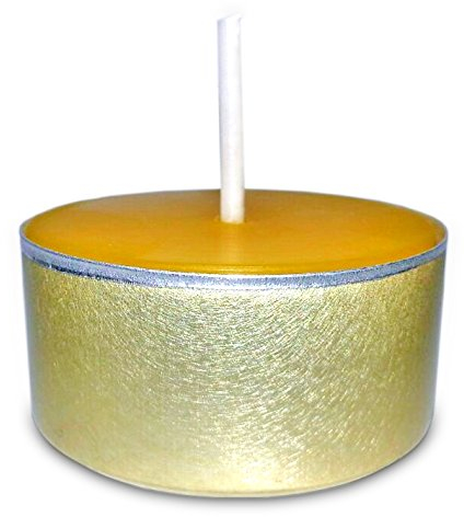 Lot de 22 bougies chauffe-plat en cire d'abeille 100 % en aluminium doré