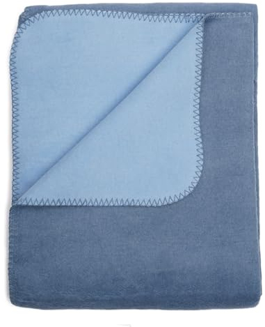 Yogabox Flauschige Baumwoll Wendedecke 150 x 200 cm zweifarbig - regional hergestellt, Zucchero/lightblue