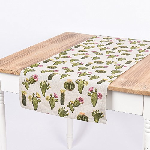 Schöner Leben Tischläufer Kaktus Natur grün 40x160cm