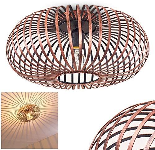 Deckenleuchte Oravi, Deckenlampe aus Metall in Kupfer, 1-flammig, 1 x E27-Fassung, moderner Spot im Retro/Vintage Design m. Gitter u. Lichteffekt an der Decke, ohne Leuchtmittel