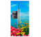 Vinilo Frigorífico Americano Flores de Fondo El Mar |91x177cm | Varias Medidas | Pegatinas de Nevera Económicas y Elegantes | Vinilo Nevera