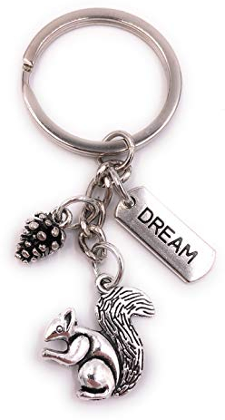 H-Customs Eichhörnchen Dream Winterschlaf Silber Schlüsselanhänger Anhänger aus Metall