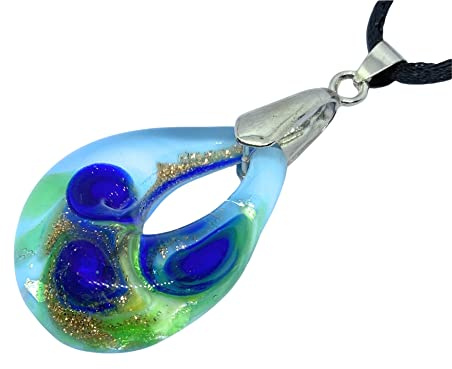 Drachensilber Pendentif en verre de Murano en forme de goutte d'eau Env. 3,5 x 2 cm avec boîte cadeau et certificat d'authenticité