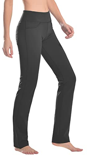 SAFORT Damen Yogahosen Gerade Geschnittene Für Yoga Jogginghose, 4 Hosentaschen Freizeithose, 160cm -182 cm, Grau, S