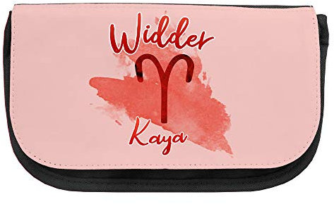Kosmetiktasche mit Namen Kaya und Sternzeichen-Motiv Widder | Schminktasche | Viele Vornamen zur Auswahl
