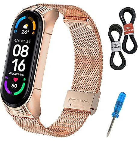 MIJOBS Armband für Xiaomi Mi Band 6 & Xiaomi Mi Band 5 Metallarmband Xiaomi Band 4 & Xiaomi Band 3 Edelstahl Armbänder Ersatz Armbänder Kompatibel mit Xiaomi Band 6/5/4/3 Metallarmband